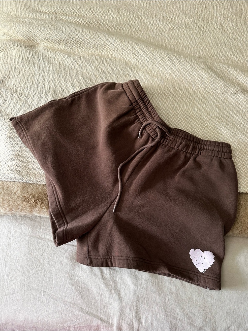 White Fox Brown Sweat Shorts, Size XL
